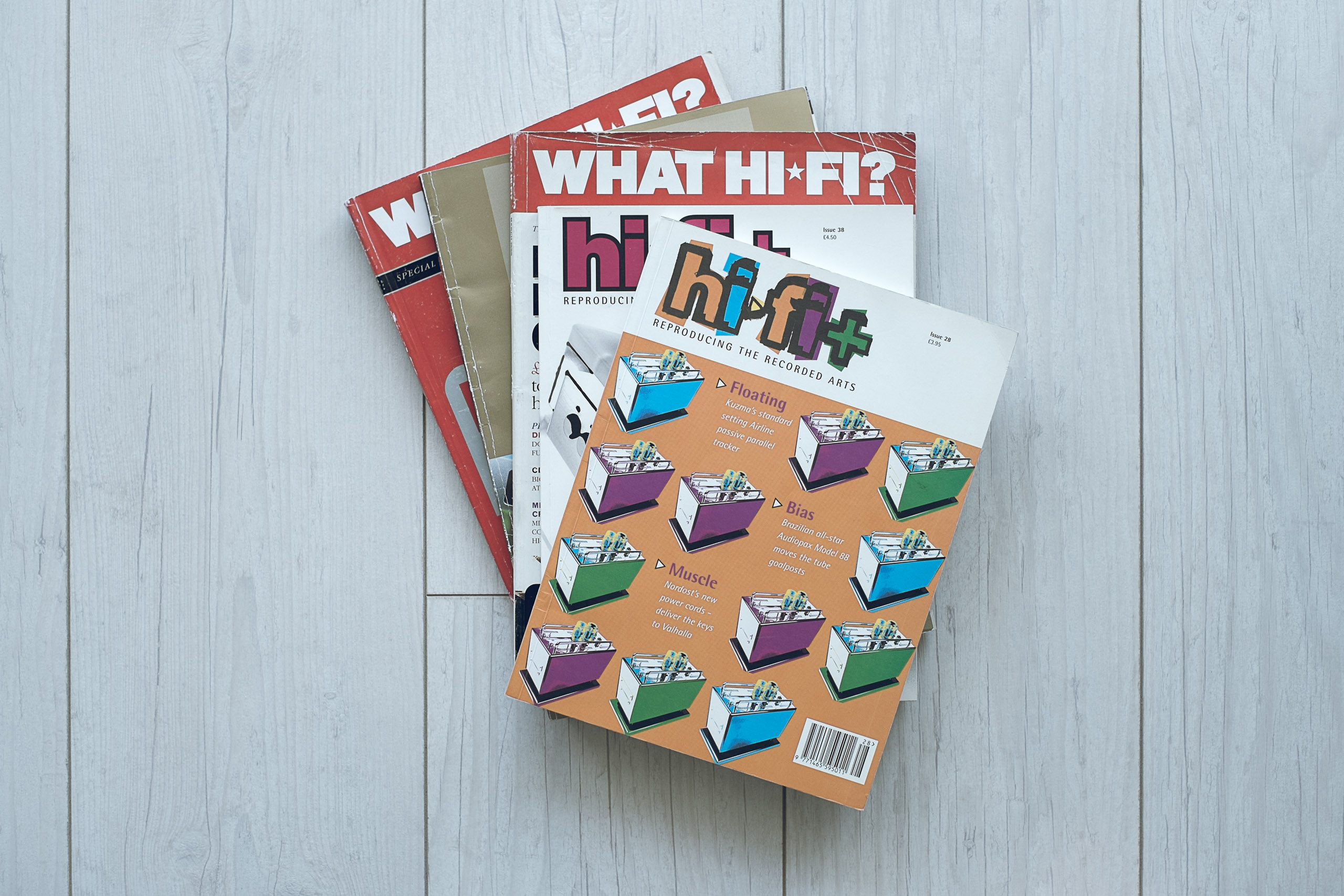 Stack of hi-fi magazines.